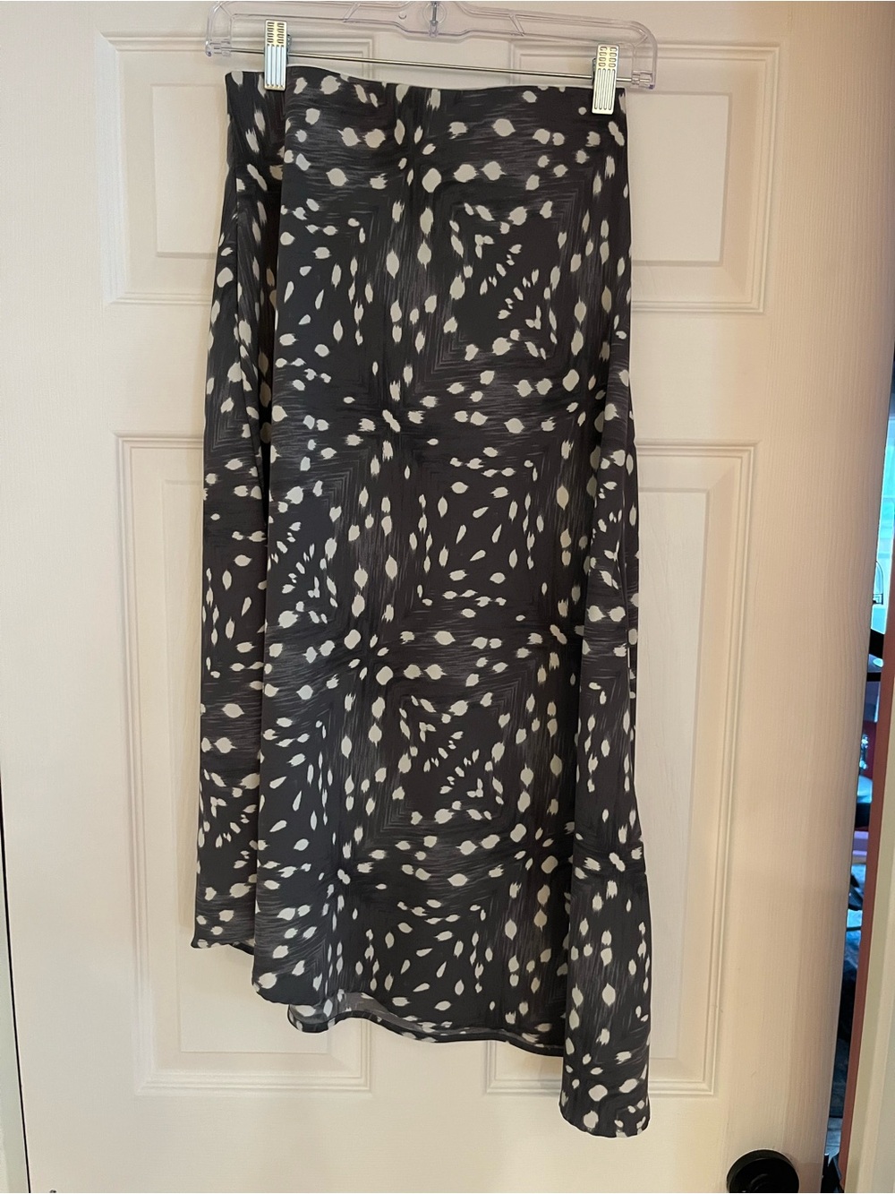 Grey and White Silky Asymmetrical A-Line Skirt